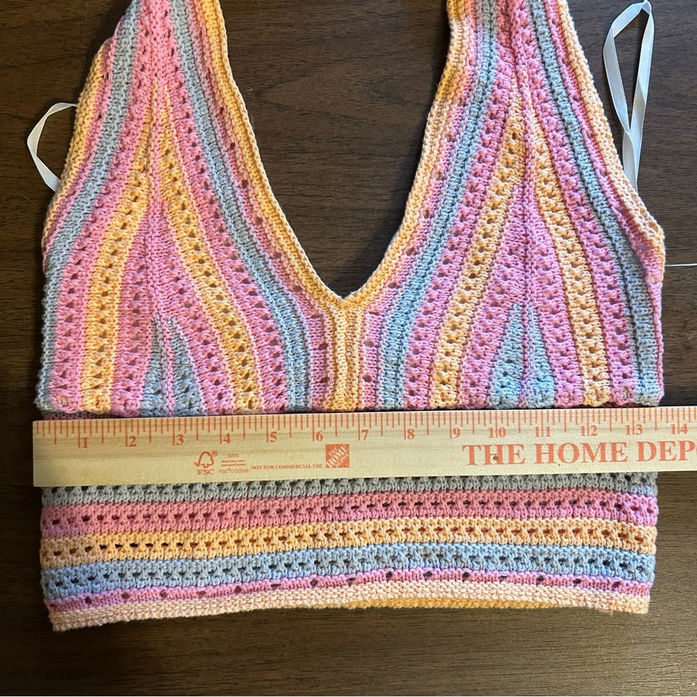 Hollister Crochet Halter Women Medium Top Festival Rainbow Knit Boho NWT - Picture 9 of 9